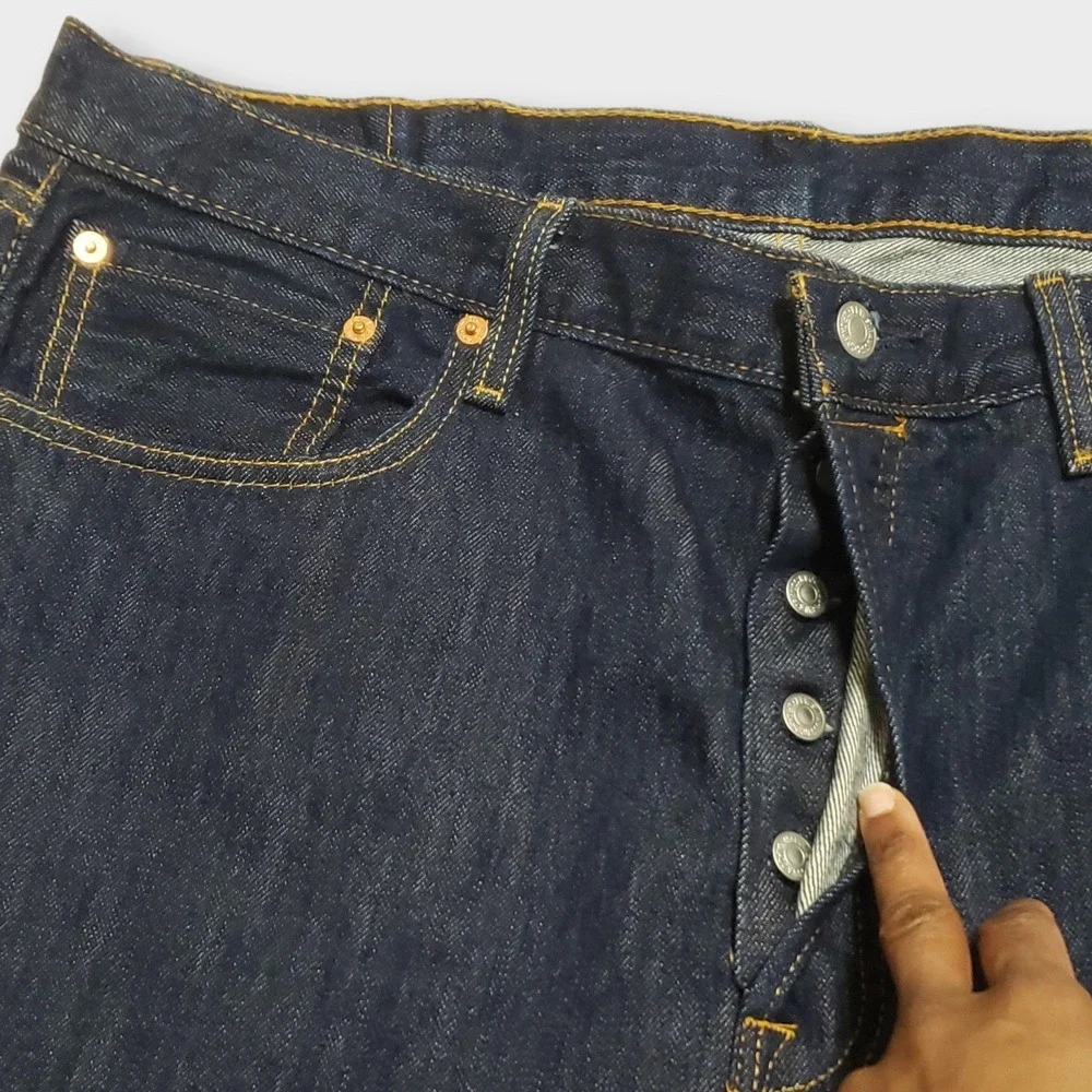 NWOT Levis 501 Original Fit Jeans Mens 38x30 Dark Wash Blue Denim Button Fly